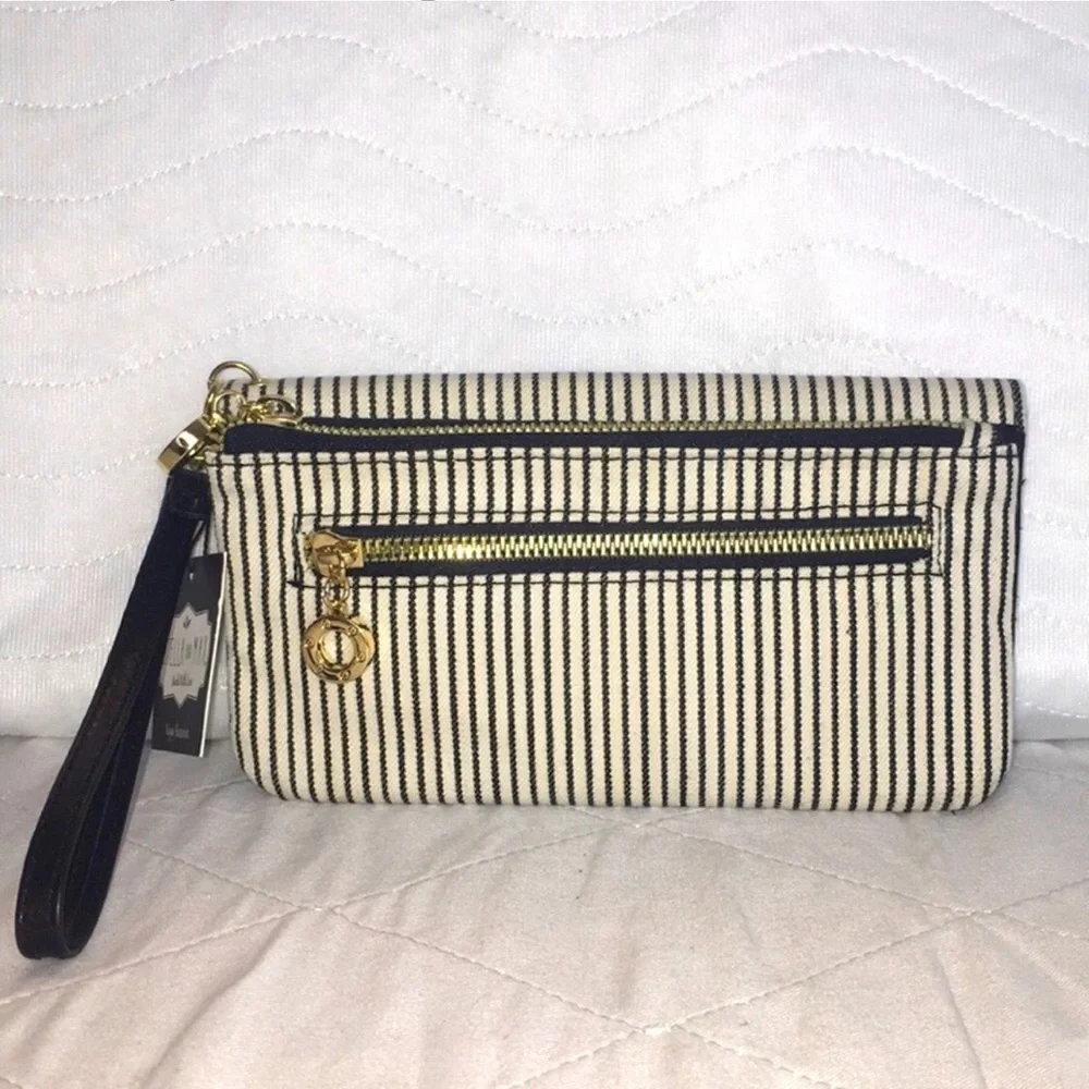 Stella & Max Black & White Striped Wallet NWT - Picture 1 of 8